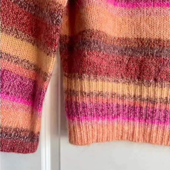 New J Crew Merino Wool Sweater Striped Crewneck Cropped Pullover Multi Cozy XS - Picture 5 of 9